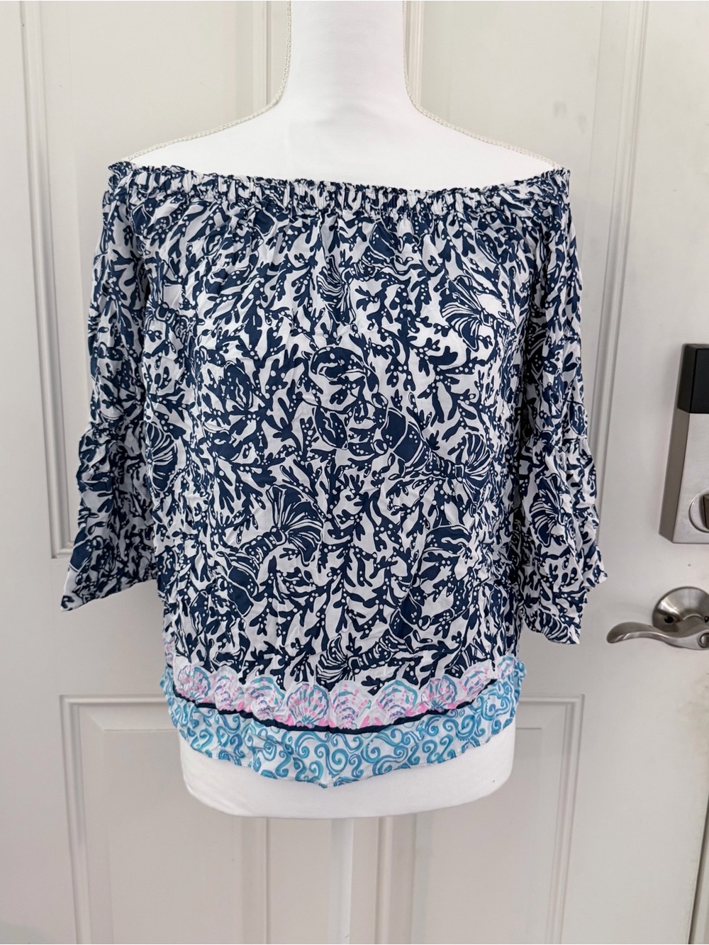 Lilly Pulitzer Nevie Off Shoulder Top XS | Oyster Bay Krillin It